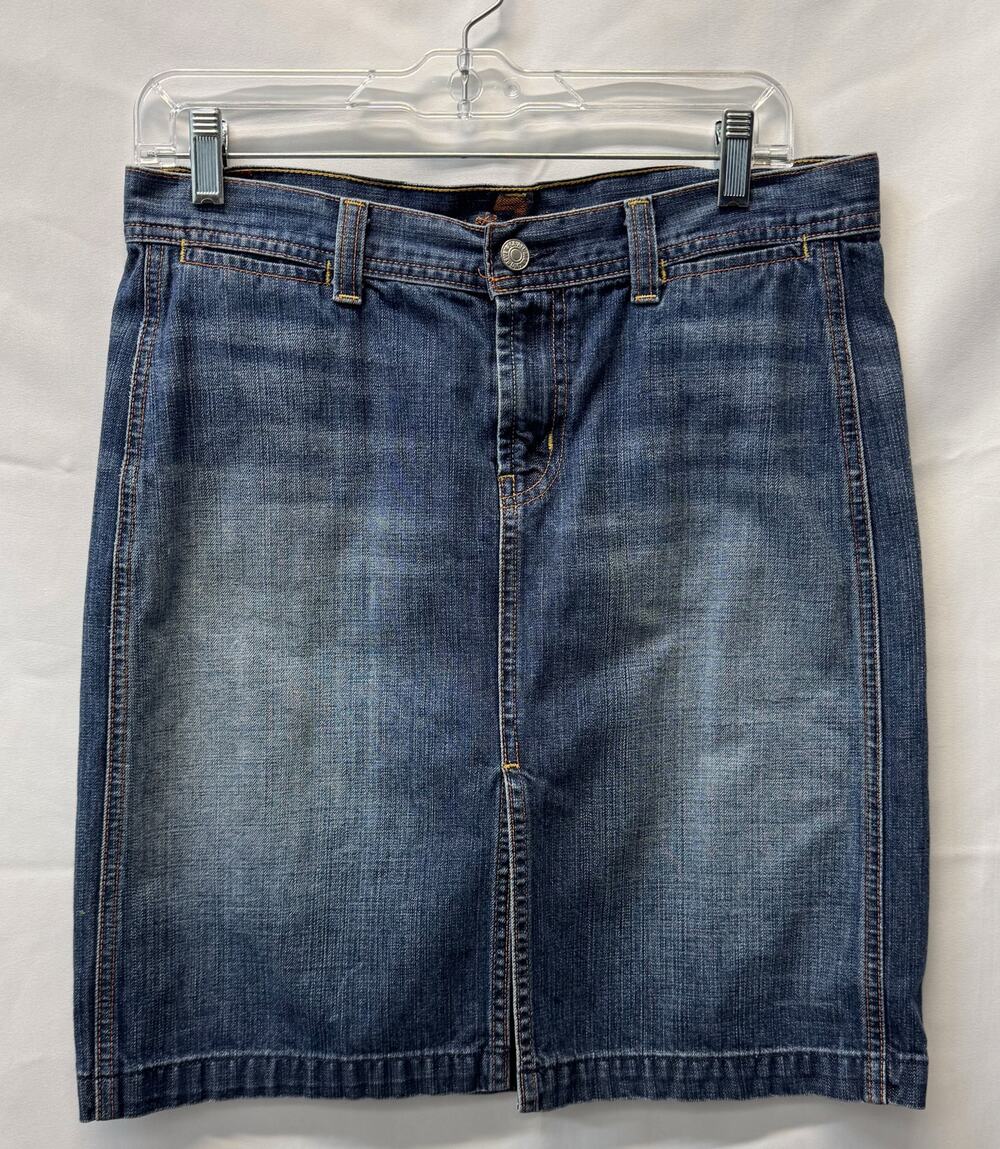 7 for all Mankind Vintage Denim Mini Skirt Sz 29 Mid Wash Y2K Casual